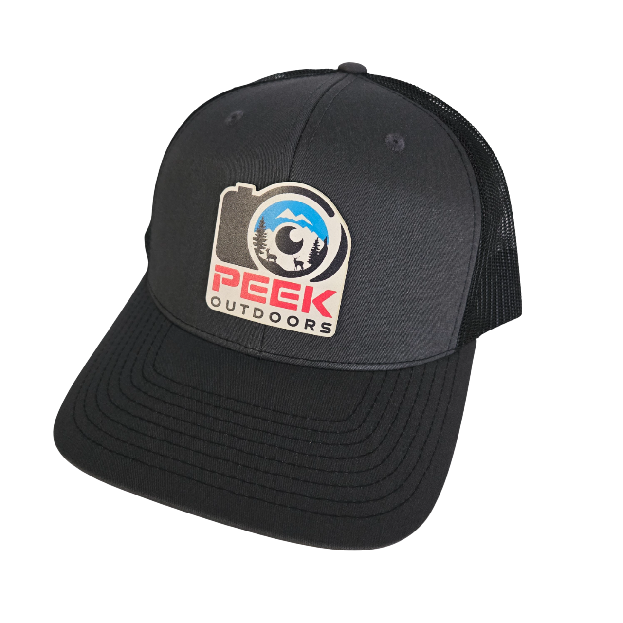 Peek Outdoors Hat, Charcoal/Black, Color Leather Patch