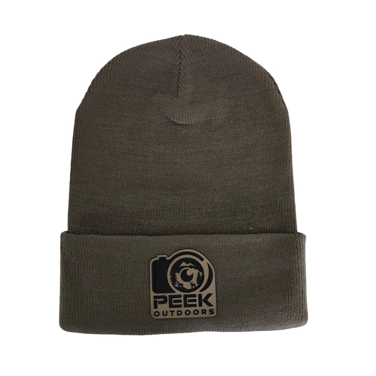 Peek Outdoors Beanie, Loden, Leather Patch